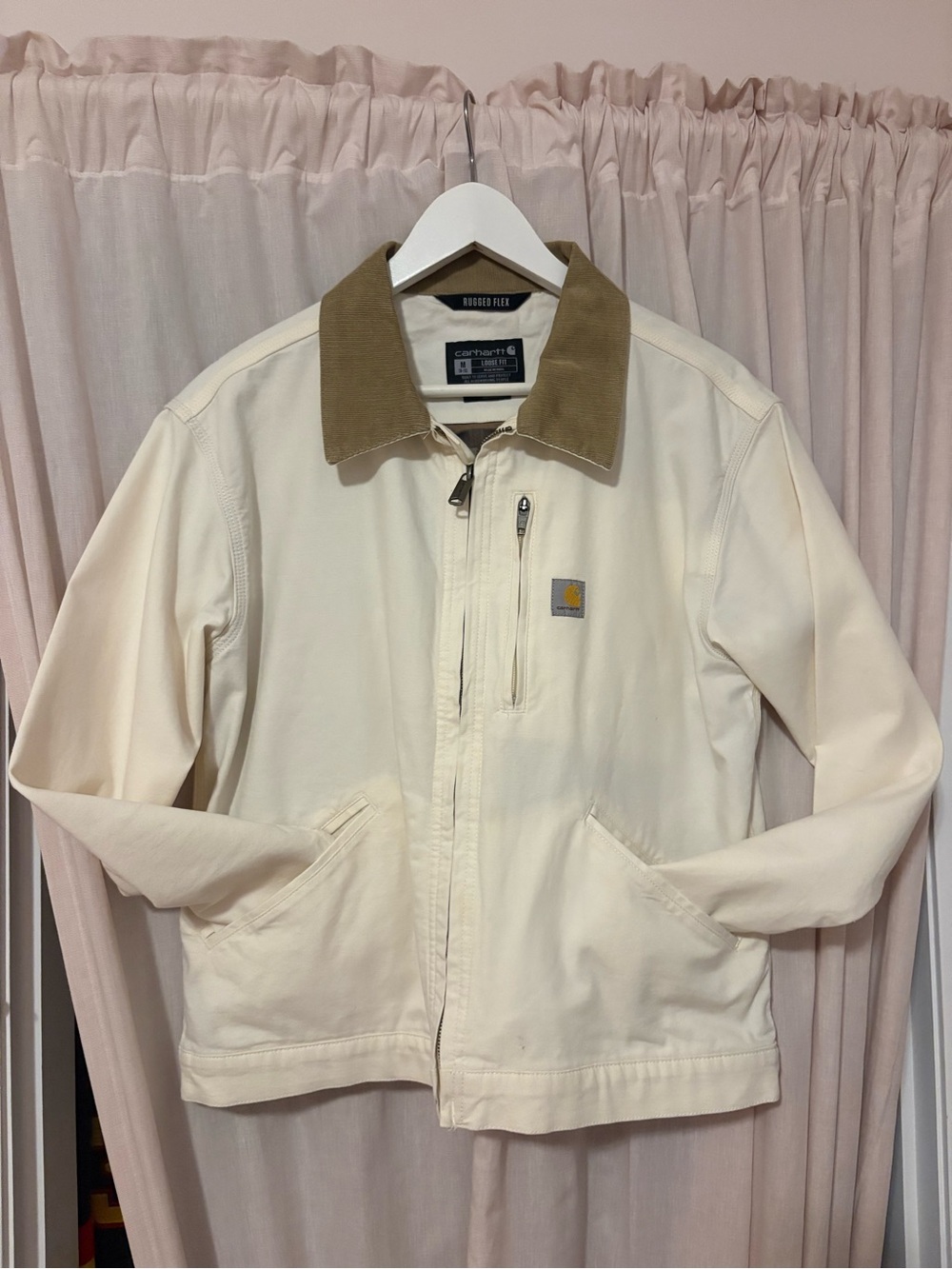 Carhartt Woman’s Cream Jacket with Brown Corduroy Collar